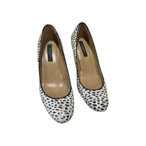 Ann Taylor Leopard Spot Pointed Pumps in White and Black